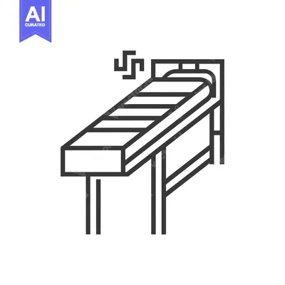 Aset premium populer: Line art illustration of a bed with a mattress and headboard