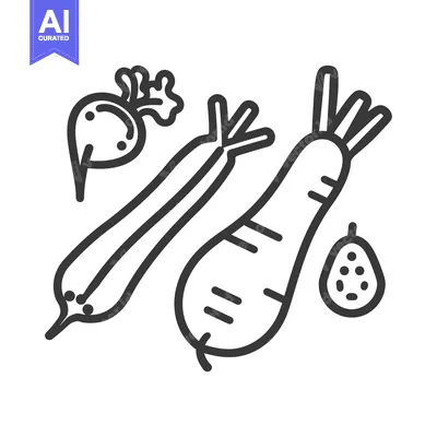 Premium design asset: Line Art Illustration of a Beet, Carrot, and Parsnip