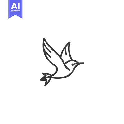 Aset desain premium: Line Art Illustration of a Bird in Flight