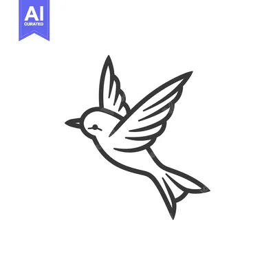 Premium design asset: Line art illustration of a bird in flight