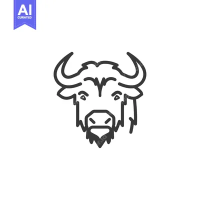 Aset premium populer: Line Art Illustration of a Bison's Head