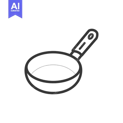 Premium design asset: Line Art Illustration of a Black and White Frying Pan