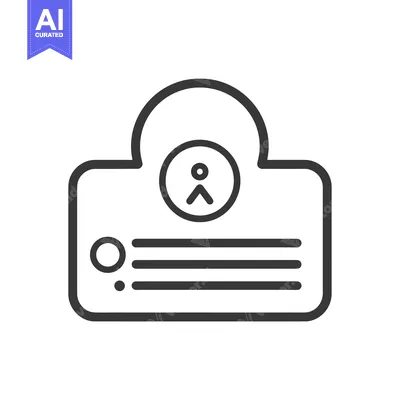 Aset premium populer: Line Art Illustration of a Black and White ID Card