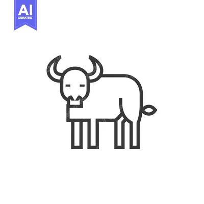 Popular premium asset: Line art illustration of a black bull with horns