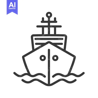 Aset premium populer: Line art illustration of a boat with a mast in the water
