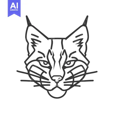 Aset premium populer: Line Art Illustration of a Bobcat's Face