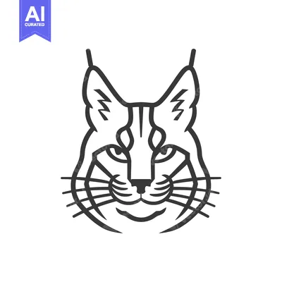 Aset desain premium: Line art illustration of a bobcat's face