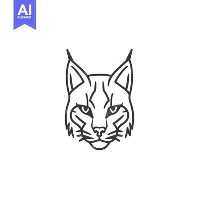 Aset premium populer: Line Art Illustration of a Bobcat's Face