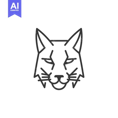 Aset desain premium: Line Art Illustration of a Bobcat's Head with a Grin