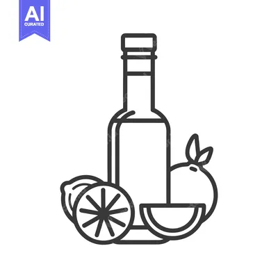 Aset premium populer: Line Art Illustration of a Bottle of Lemon Juice with Lemons