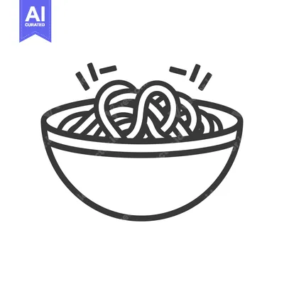Aset premium populer: Line art illustration of a bowl of noodles