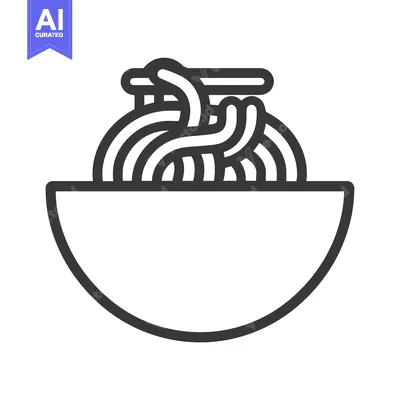 Aset premium populer: Line art illustration of a bowl of noodles