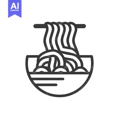 Aset premium populer: Line art illustration of a bowl of noodles