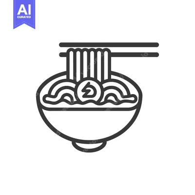 Aset premium populer: Line Art Illustration of a Bowl of Noodles with Chopsticks