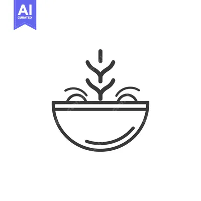 Popular premium asset: Line Art Illustration of a Bowl with a Plant Sprouting from it