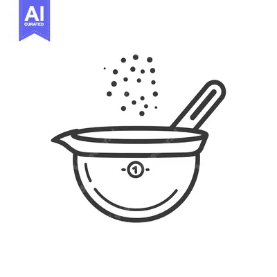Aset desain premium: Line art illustration of a bowl with a spoon and steam coming from it