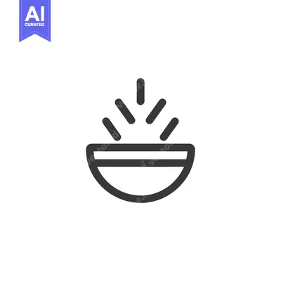 Aset desain premium: Line art illustration of a bowl with light rays coming out of it