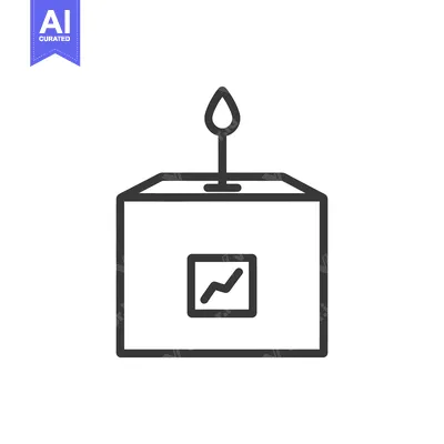 Aset premium populer: Line Art Illustration of a Box with a Flame and a Graph Inside
