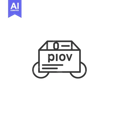 Aset premium populer: Line art illustration of a box with "Plov" written on it and wheels