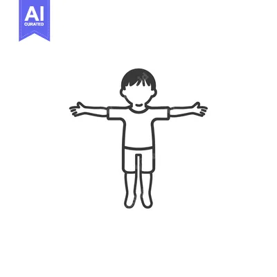 Aset premium populer: Line Art Illustration of a Boy with Arms Outstretched