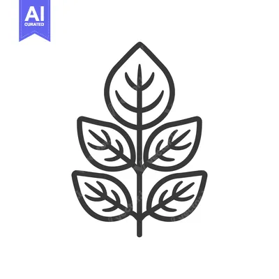 Aset premium populer: Line Art Illustration of a Branch with Four Leaves