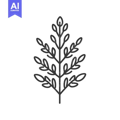 Aset desain premium: Line Art Illustration of a Branch with Leaves