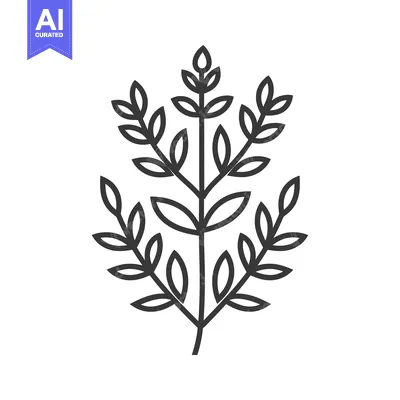 Premium design asset: Line Art Illustration of a Branch with Leaves