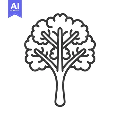Aset desain premium: Line art illustration of a broccoli floret