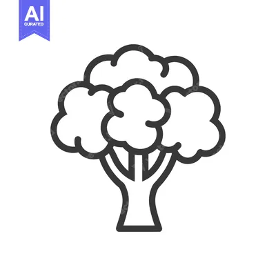 Aset premium populer: Line art illustration of a broccoli vegetable