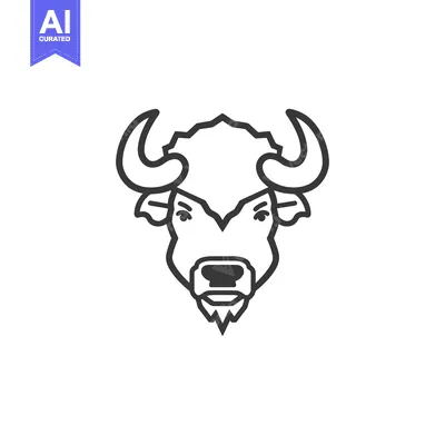 Aset desain premium: Line Art Illustration of a Buffalo Head