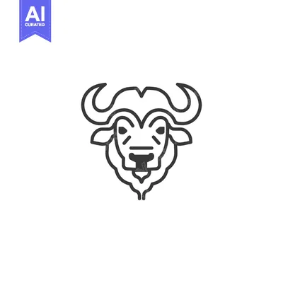 Aset premium populer: Line Art Illustration of a Buffalo Head