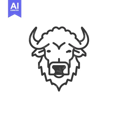 Aset premium populer: Line art illustration of a buffalo's head