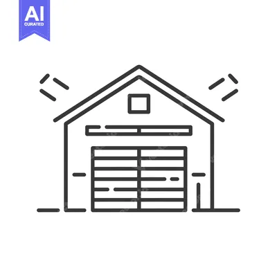 Popular premium asset: Line art illustration of a building with a garage door