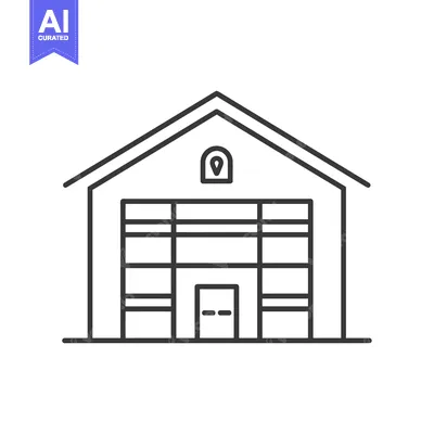 Aset desain premium: Line art illustration of a building with a garage door