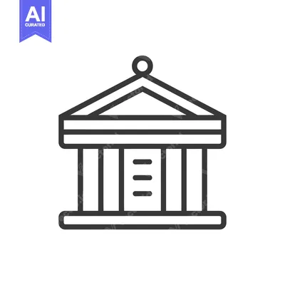 Aset desain premium: Line art illustration of a building with columns and a triangular roof