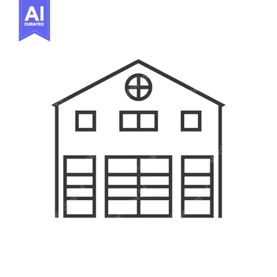Aset desain premium: Line Art Illustration of a Building with Doors and Windows