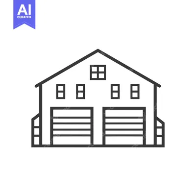 Aset premium populer: Line art illustration of a building with two garage doors