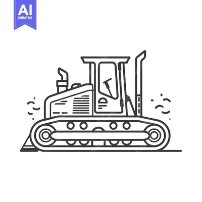 Premium design asset: Line Art Illustration of a Bulldozer