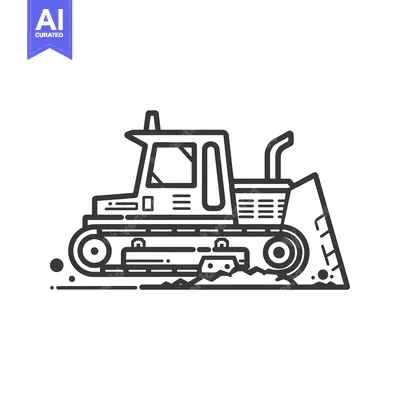 Aset premium populer: Line Art Illustration of a Bulldozer