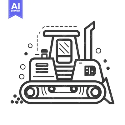 Popular premium asset: Line Art Illustration of a Bulldozer with Tracks