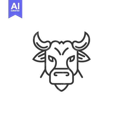 Aset desain premium: Line Art Illustration of a Bull's Head