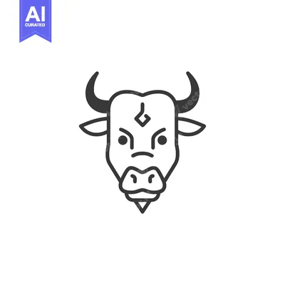 Aset desain premium: Line Art Illustration of a Bull's Head