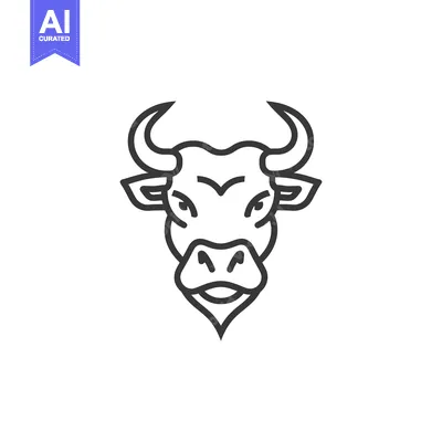 Aset desain premium: Line Art Illustration of a Bull's Head