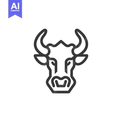 Line Art Illustration of a Bull's Head