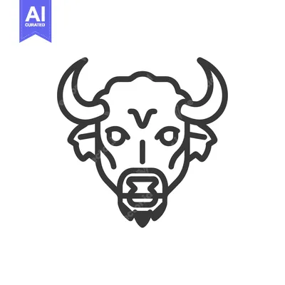 Premium design asset: Line Art Illustration of a Bull's Head