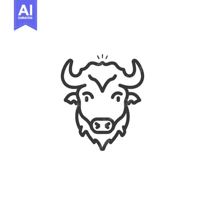 Aset desain premium: Line Art Illustration of a Bull's Head
