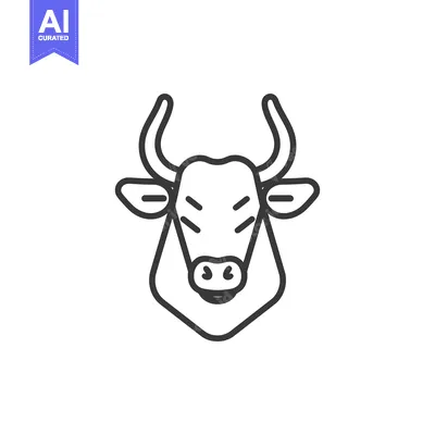 Aset desain premium: Line art illustration of a bull's head