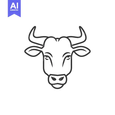 Aset desain premium: Line art illustration of a bull's head