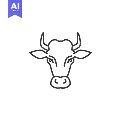 Aset desain premium: Line Art Illustration of a Bull's Head