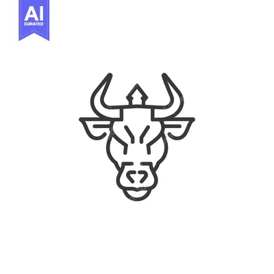 Aset desain premium: Line Art Illustration of a Bull's Head Facing Forward